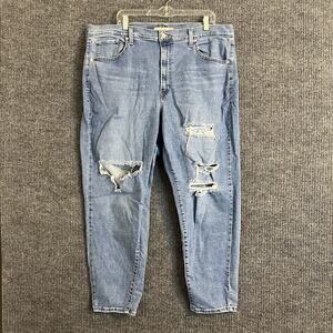 Levis Womens High Waisted Mom Jeans Size 20W Distressed Blue Medium Wash Denim